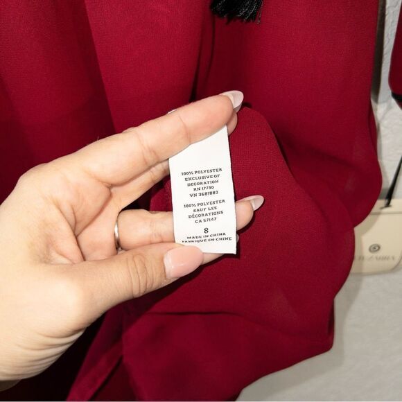 NWT Altuzarra x Target‎ Red Embroidered Georgette Sequin Tassel Peasant Dress 8 - Picture 8 of 9